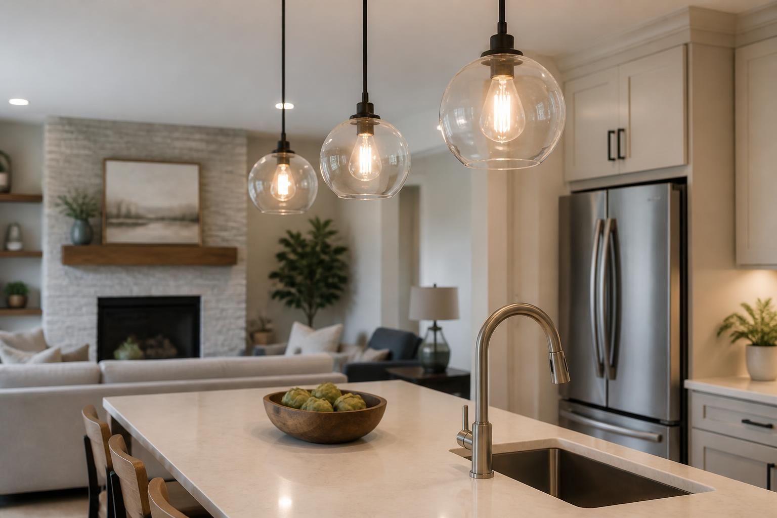 Updated electrical fixtures in a finished remodeled home interior.
